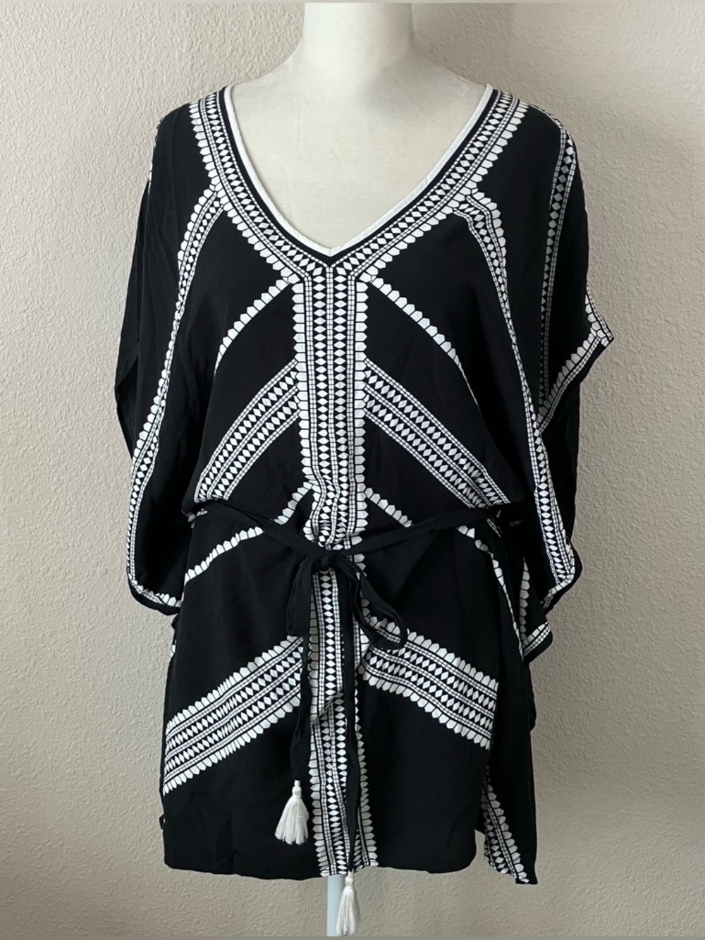 STELLA & DOT Gemma Kimono Tunic M Swim Cover-Up Beach Resort Boho Festival Black - Picture 2 of 11